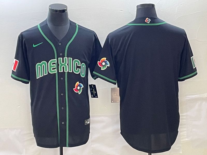 Men 2023 World Cub Mexico Blank Black Nike MLB Jersey7